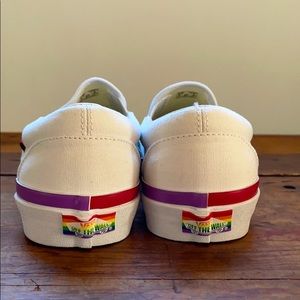 Vans Slipons White Rainbow Stripe Pride W 7.5 /M 6